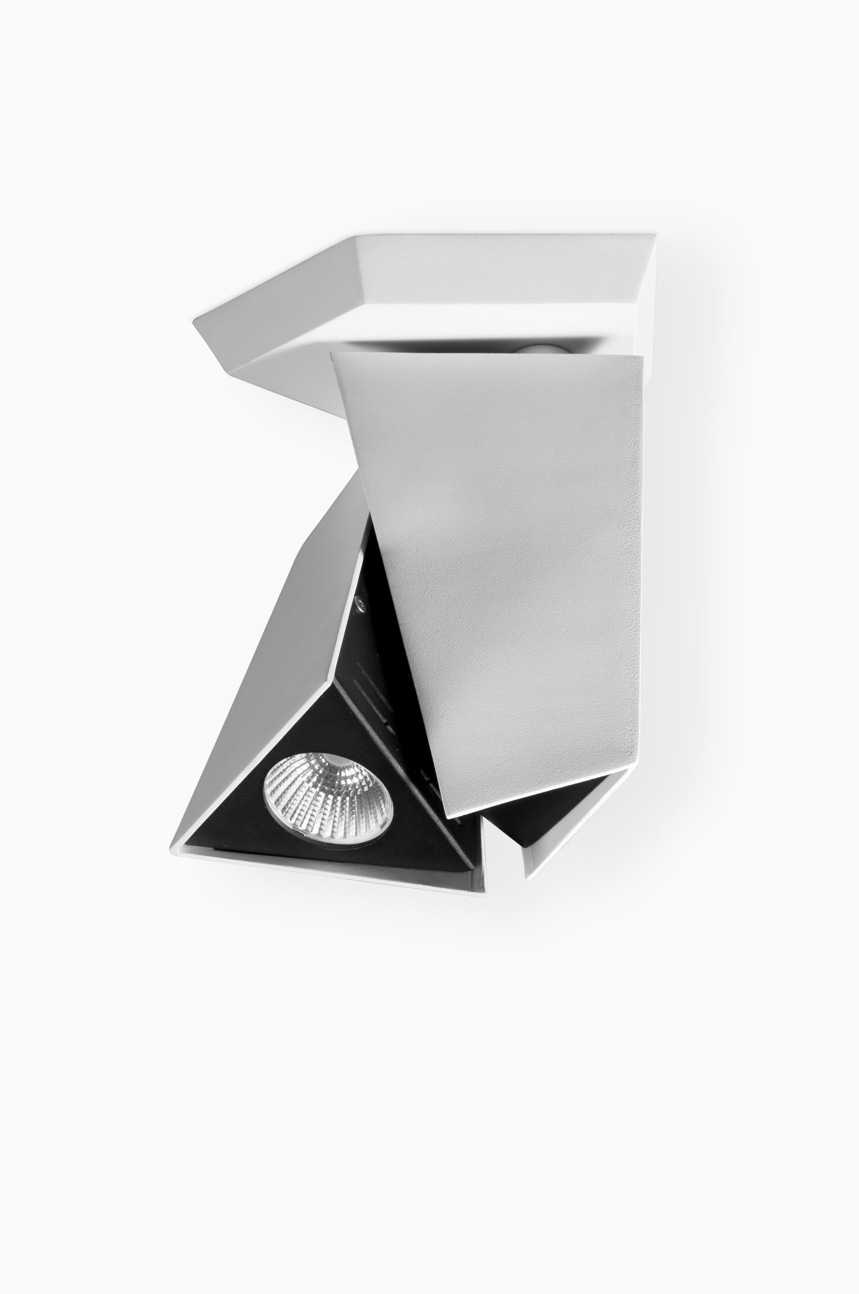 Chinese LED Spot on base white with a unique futuristic design designed by Gabi Peretto For Sale
