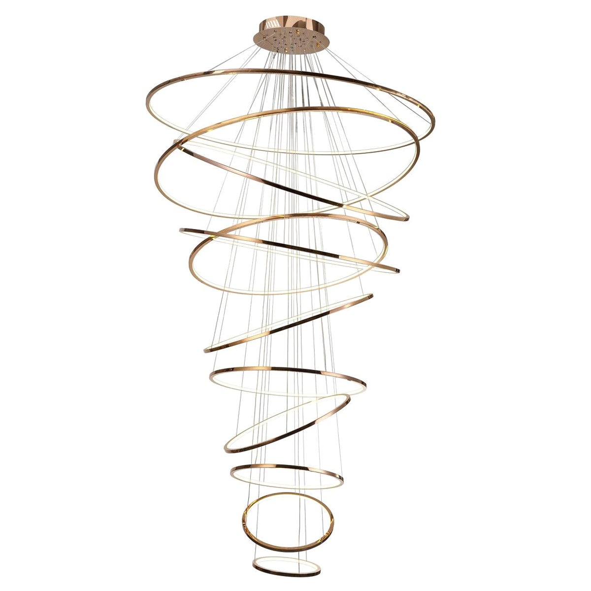 LED Swirl 11 Ring Swirl Lampadario a sospensione in finitura oro lucido