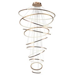 LED Swirl 11 Ring Swirl Chandelier Pendant Light Shown in Polished Gold finish