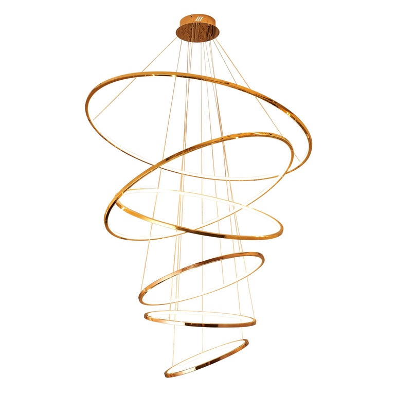 LED Swirl Six Ring Chandelier Pendant Light Contemporary For Sale