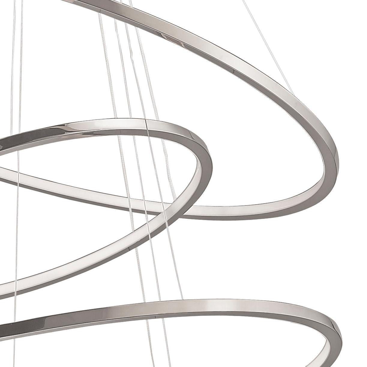 LED Swirl Six Ring Chandelier Pendant Light Contemporary (Beschichtet) im Angebot