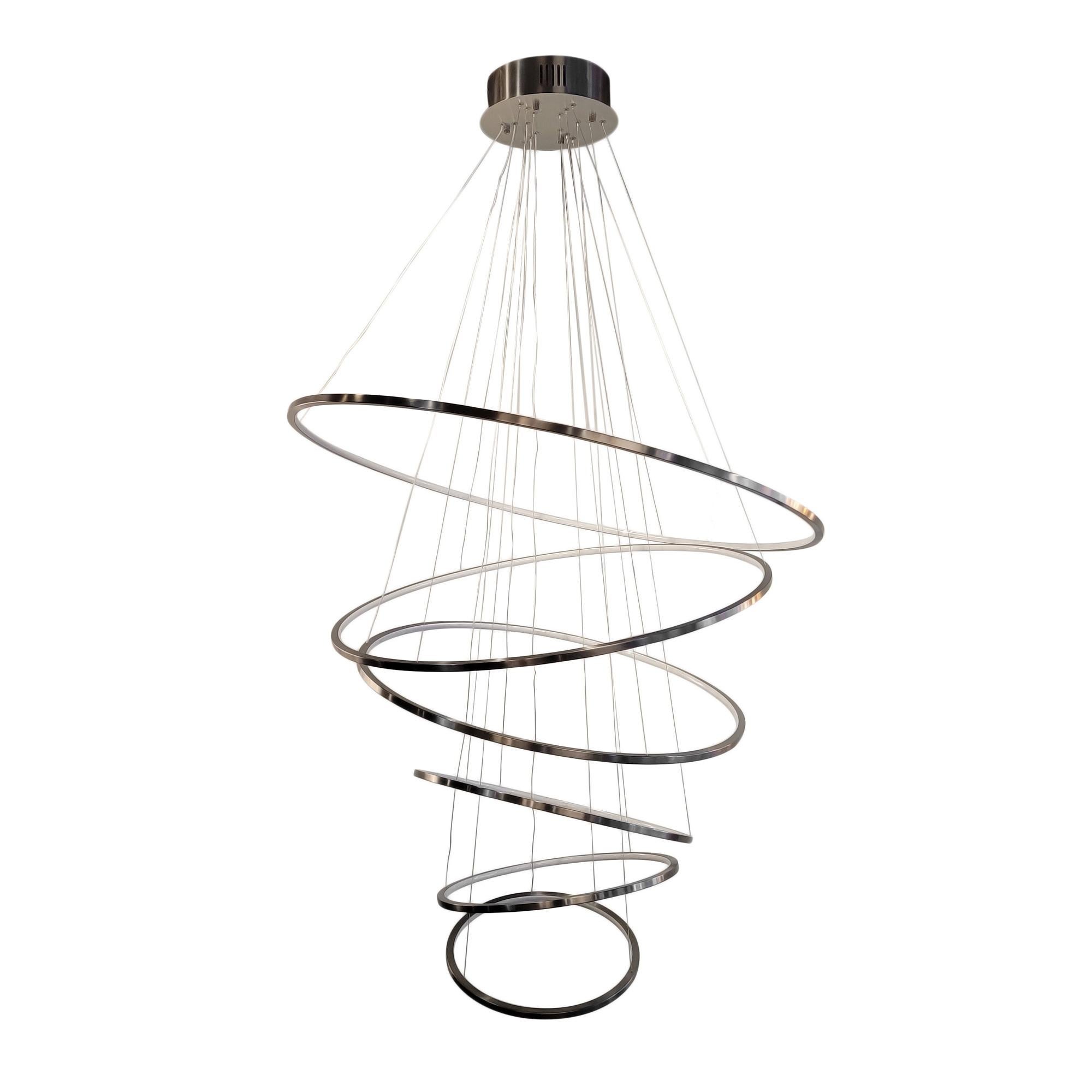 LED Swirl Six Ring Chandelier Suspension Light Contemporary Neuf - En vente à Westport, CT