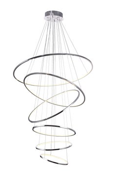 LED Swirl Six Ring Chandelier Pendant Light in Gold Contemporary
