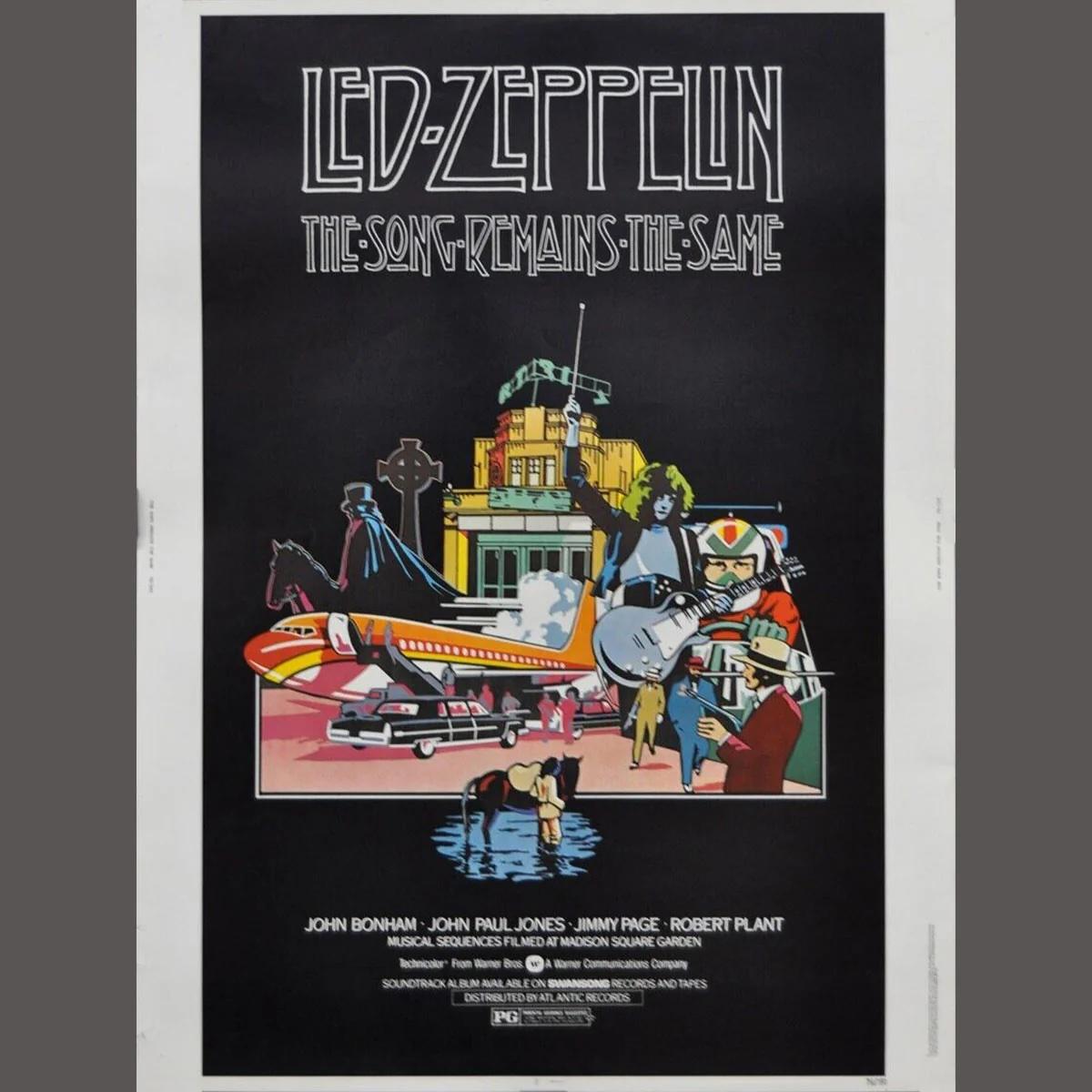 Led-Zeppelin: The Song Remains The Same (1976)
Original US (27 X 41 Inches)

This is an original poster produced by and distributed by the studio to be displayed in the theatres to promote the movie. Actors: Robert Plant, John Bonham, Jimmy Page,