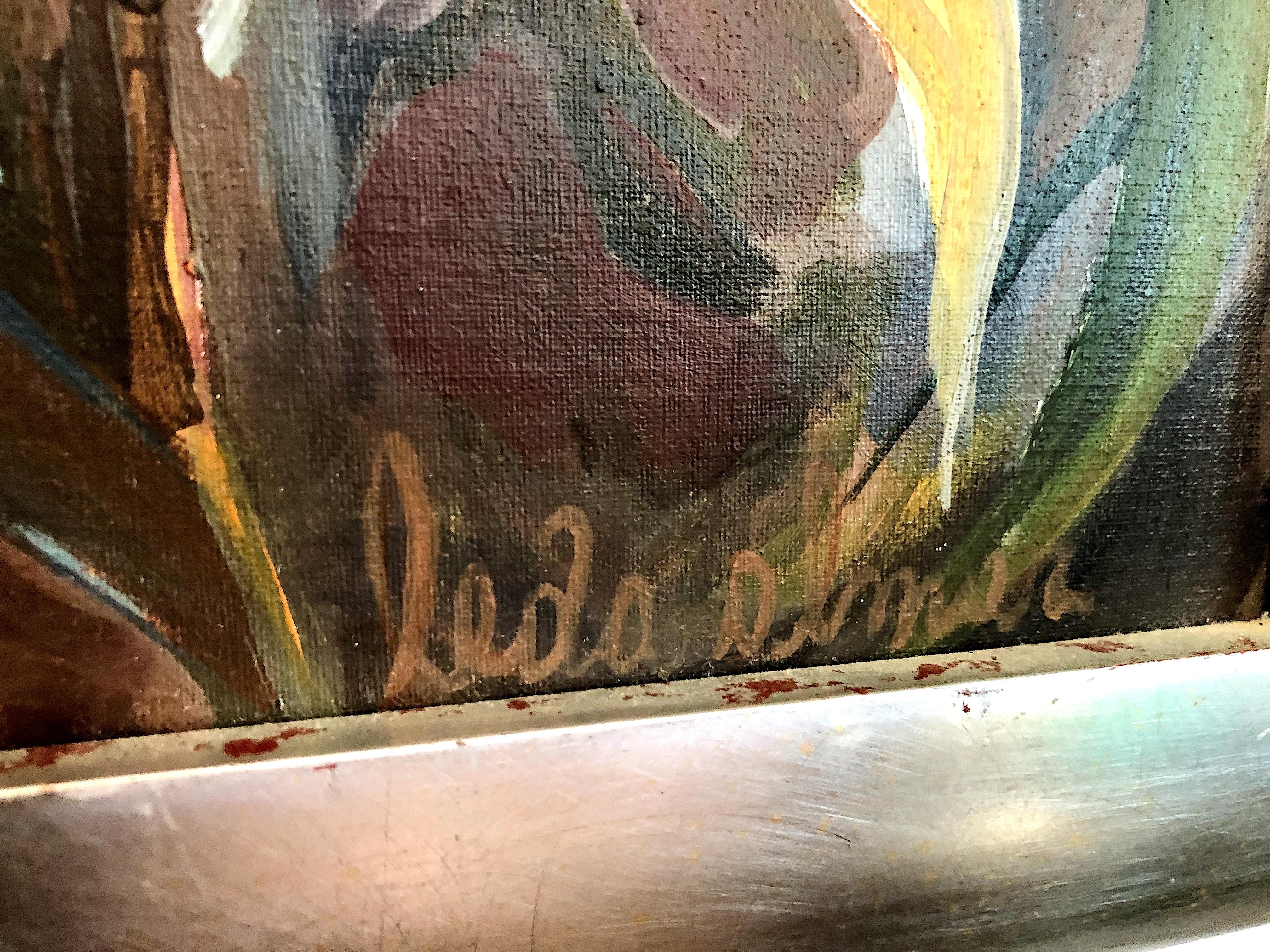 Porträt einer Frau in einem lilafarbenen Stuhl liegend (Amerikanische Moderne), Painting, von Leda Almar