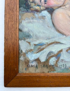Leda and the Black Swan, Large French Oil on Board, Signed and Dated 1933