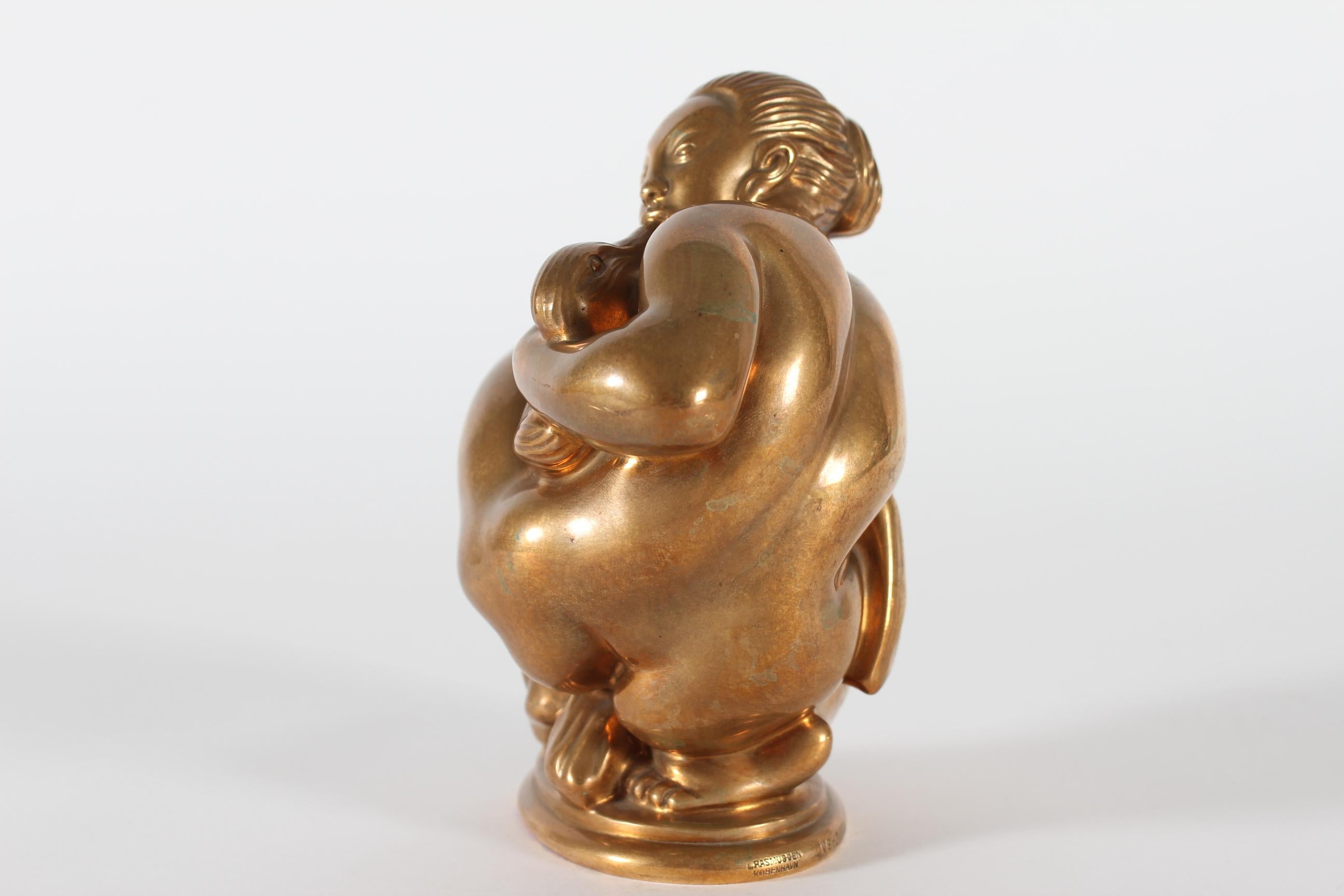 Leda e il cigno, statuetta in bronzo del danese A. Nielsen realizzata da I.L.A. In condizioni buone in vendita a Silkeborg, Silkeborg
