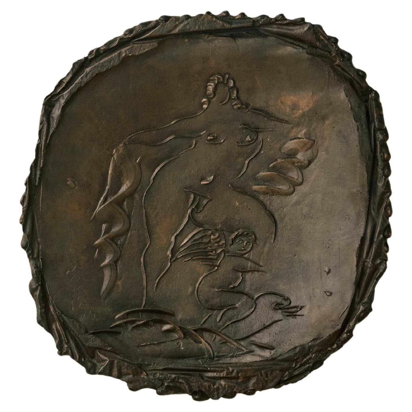 'Leda and The Swan' Bronze Plaque by Reuben Nakian