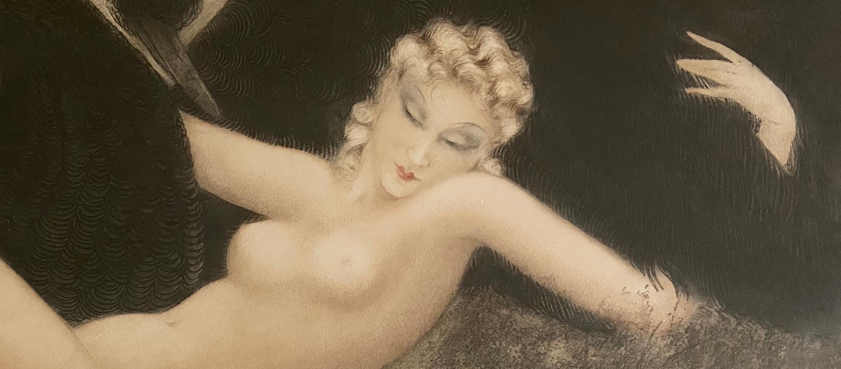 Art Deco Leda and the Swan, by Louis Icart For Sale