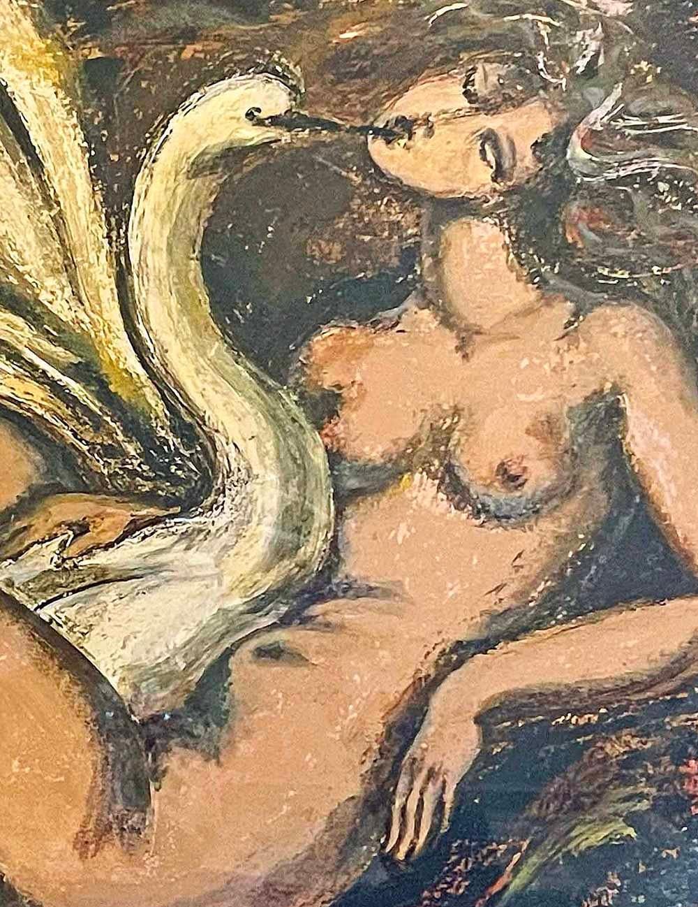 Like many of his contemporaries in the 1920s and 1930s, in both America and France, Buthaud was fascinated with figures from classic mythology.  Leda and the Swan was a motif he returned to repeatedly, in both ceramics and painting.  This very fine