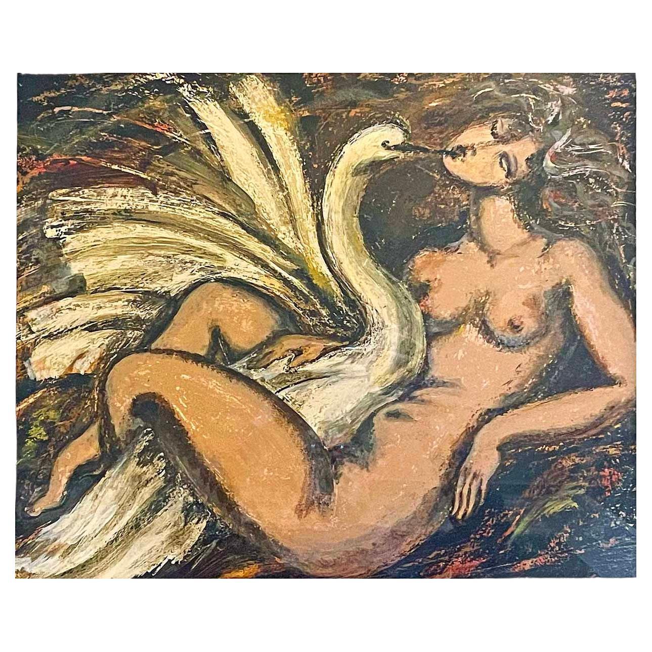 "Léda et le Swan", importante peinture de Rene Buthaud en vente