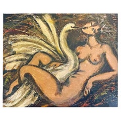 "Léda et le Swan", importante peinture de Rene Buthaud