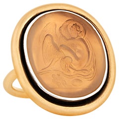 Antique Leda and the Swan Intaglio Ring, 18th Century