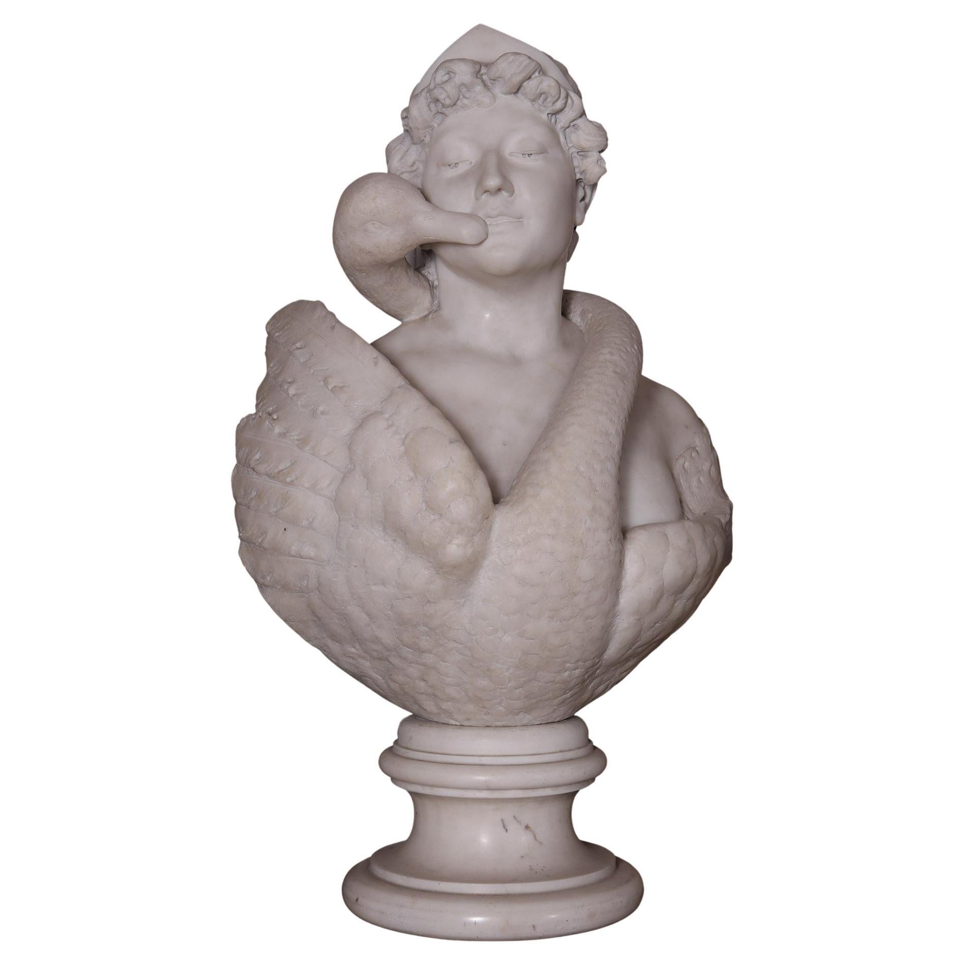 Busto de mármol de Leda y el cisne