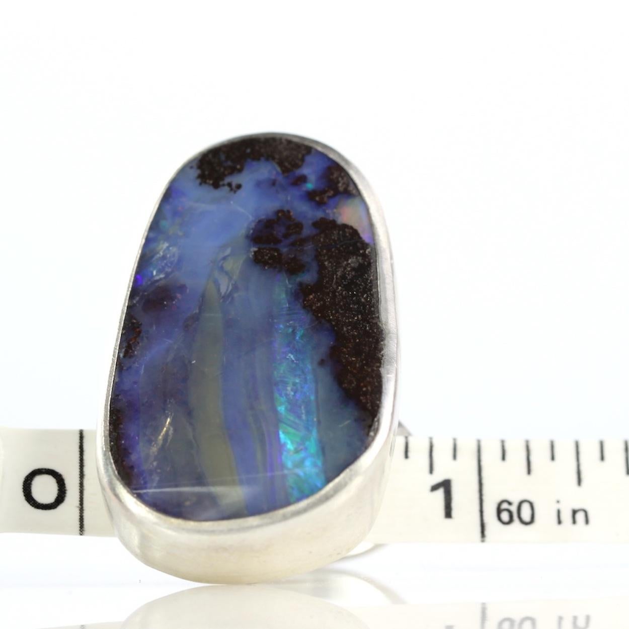 Uncut Leda Jewel Co Australian Boulder Opal Ring For Sale