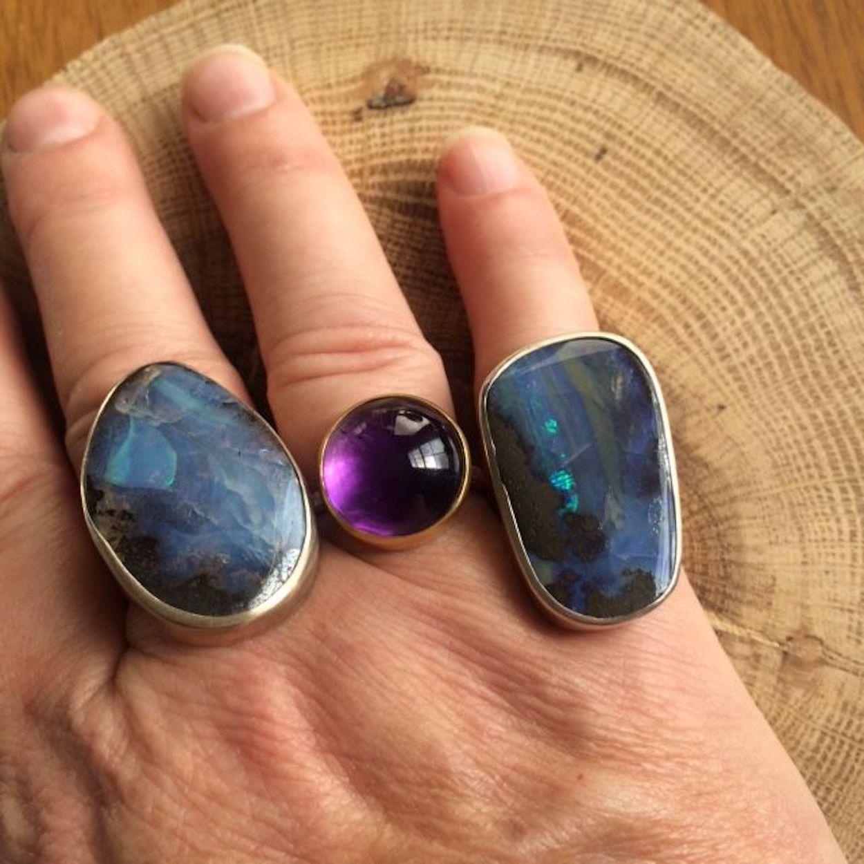 Leda Jewel Co Australian Boulder Opal Ring In New Condition For Sale In Montreal, Quebec