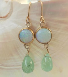 Leda Jewel Co Australian Opal & Emerald Drop Earrings