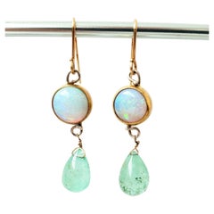 Leda Jewel Co Australian Opal & Emerald Drop Earrings
