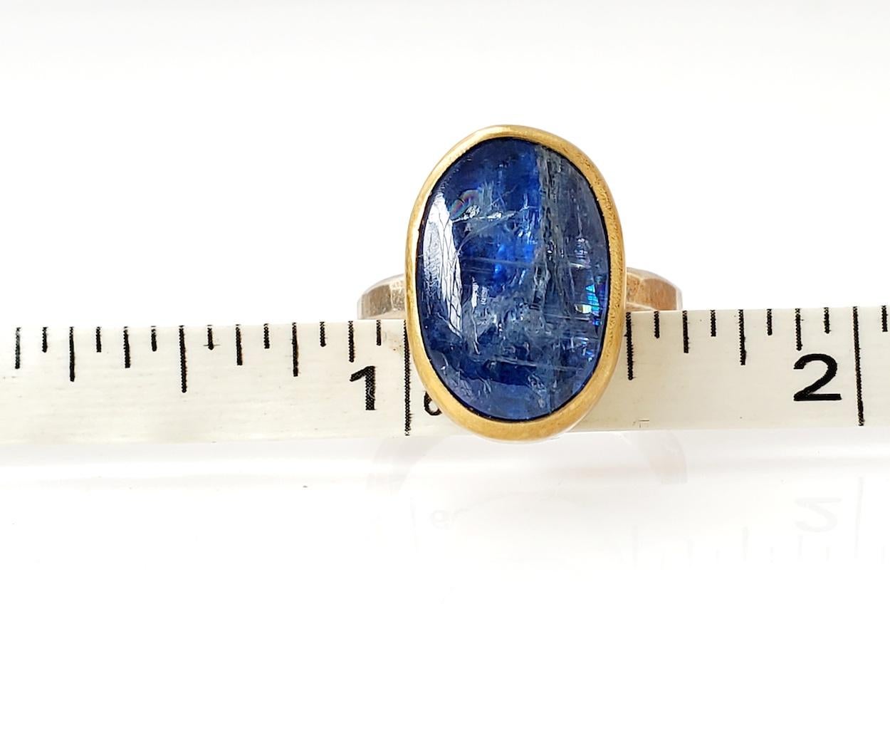 Leda Jewel Co Blue Kyanite Cabochon Ring For Sale 1