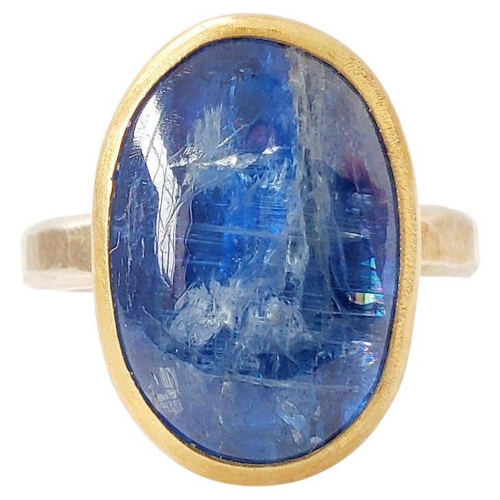Leda Jewel Co Blue Kyanite Cabochon Ring For Sale