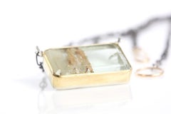 Leda Jewel Co Emerald Cut Green Beryl Pendant with Inclusions