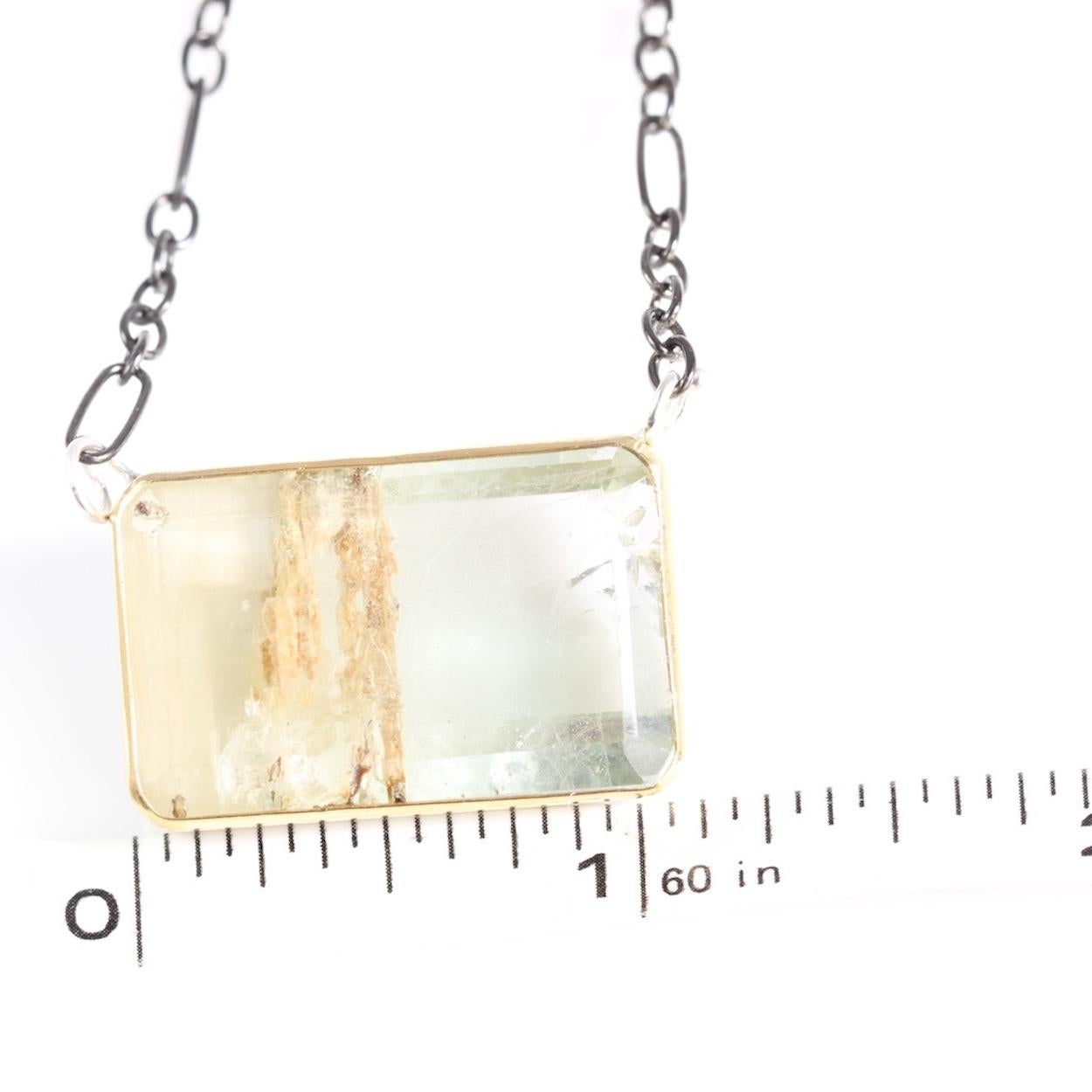 Leda Jewel Co Emerald Cut Green Beryl Pendant with Inclusions For Sale 1