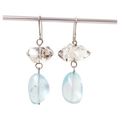Leda Jewel Co Herkimer Diamond And Aquamarine "Pebble" Earrings