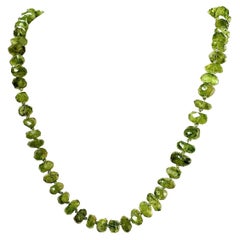 Leda Jewel Co Peridot Strand Silk Knotted Necklace With Handmade Toggle Clasp