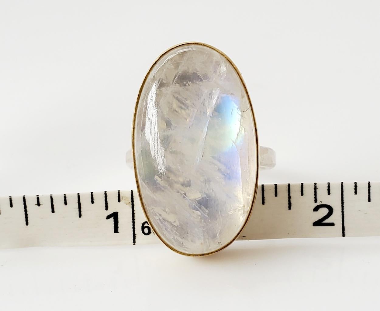 Women's Leda Jewel Co Rainbow Moonstone Oval Cabochon Ring For Sale
