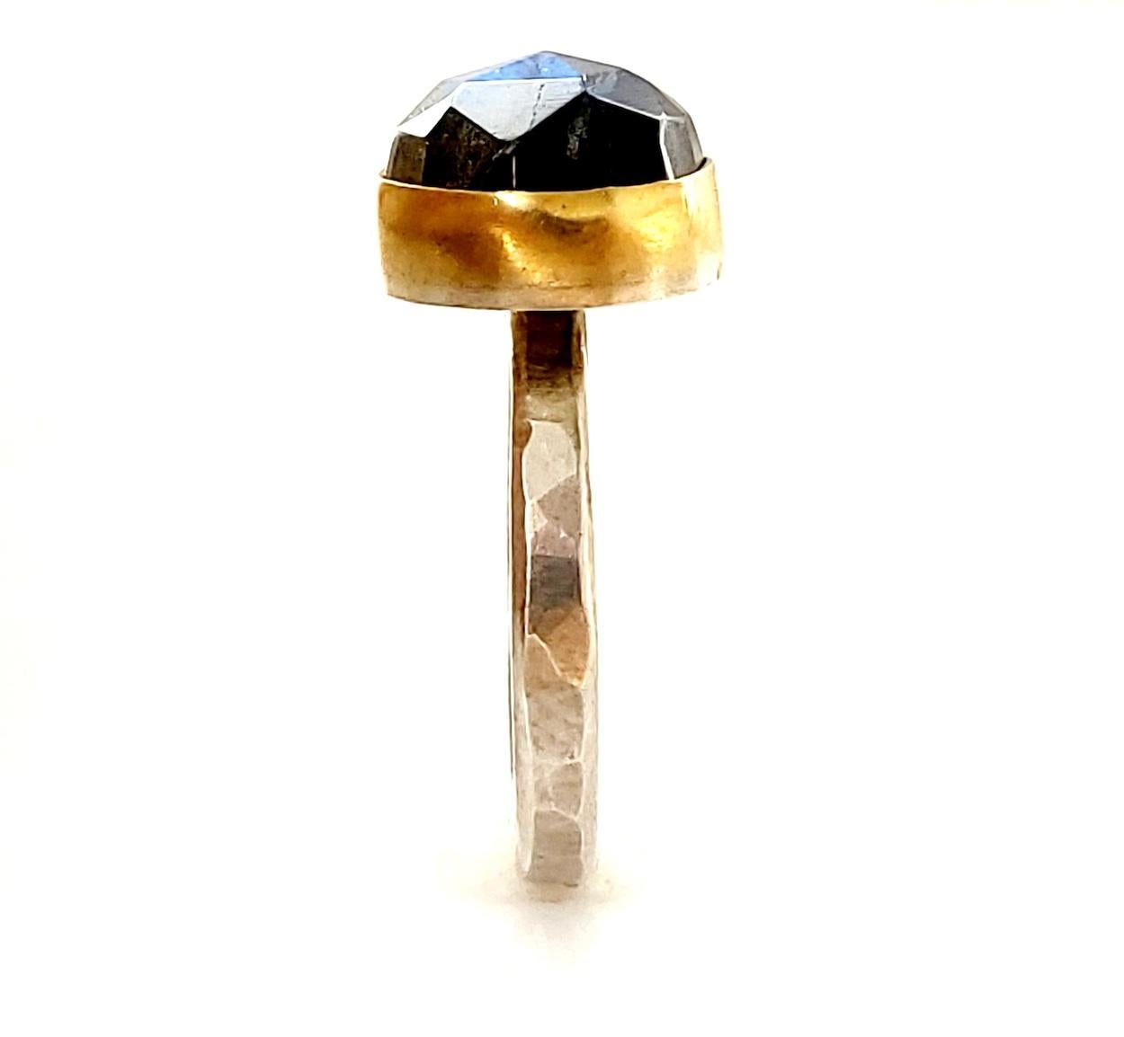 Leda Jewel Co Rose Cut Labradorite Ring In New Condition For Sale In Montreal, Quebec