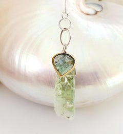 Leda Jewel Co Rose Cut Moss Aquamarin & Beryll Kristall Duo Cluster-Anhänger