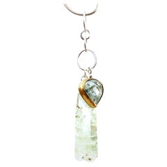 Leda Jewel Co Rose Cut Moss Aquamarine & Beryl Crystal Duo Cluster Pendant