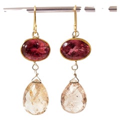 Leda Jewel Co Rubelite Earrings with Morganite or Pink Emerald Drops