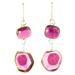 Leda Jewel Co Rubellite Earrings with Deep Pink Watermelon Tourmaline Drops 