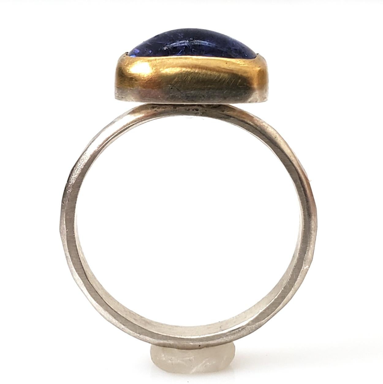 Artisan Leda Jewel Co Tanzanite Square Cabochon Ring For Sale