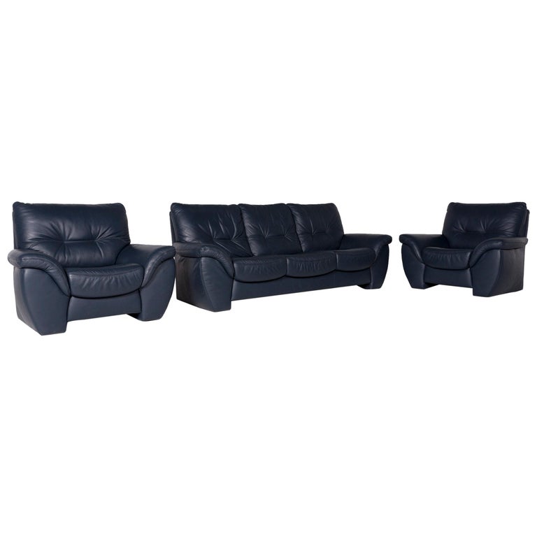 Leder Sofa Garnitur Petrol Blau 1x Dreisitzer 2x Sessel For Sale at 1stDibs  | kindersessel leder