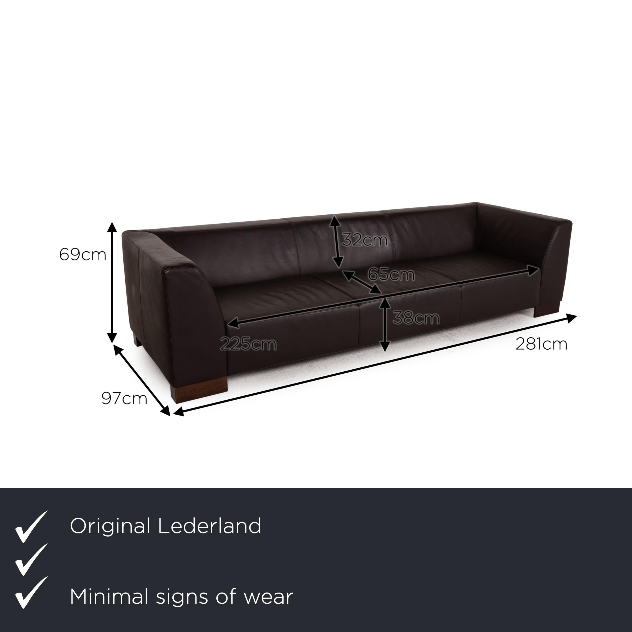 Lederland Ramirez Leather Sofa Dark Brown Four Seater Couch at 1stDibs