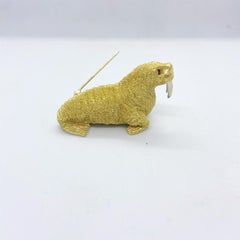 Lederman 18 Karat Yellow Gold Walrus Brooch with Ruby Eyes