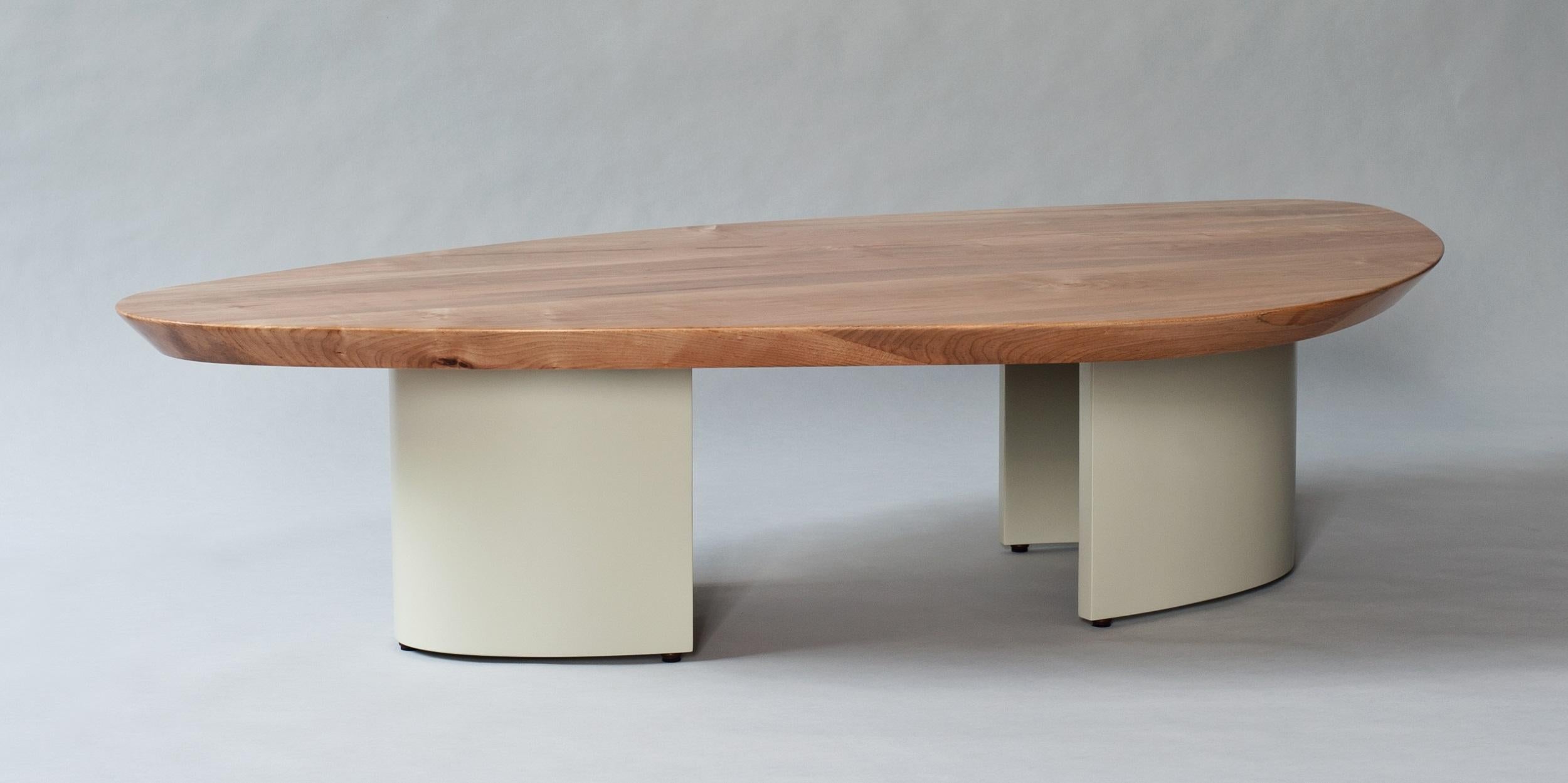 Indian Ledge Coffee Table by DeMuro Das in Solid Maple with Pebble Grey Lacquered Base