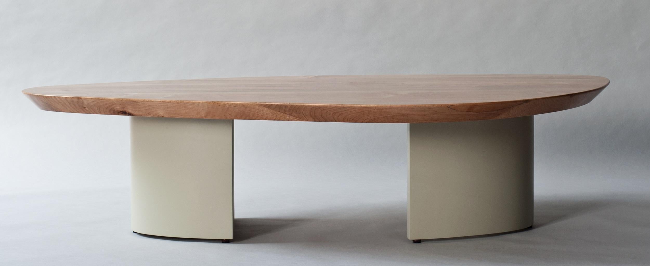 Ledge Coffee Table by DeMuro Das in Solid Maple with Pebble Grey Lacquered Base In New Condition In New York, NY