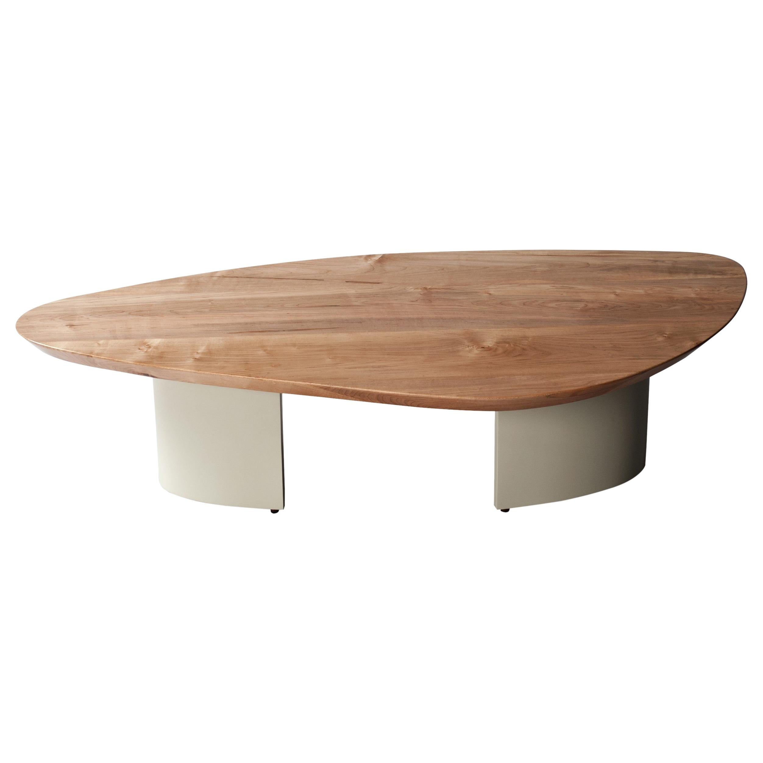 Ledge Coffee Table by DeMuro Das in Solid Maple with Pebble Grey Lacquered Base