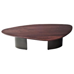 Ledge Coffee Table by DeMuro Das in Solid Walnut with Olive Grey Lacquered Base