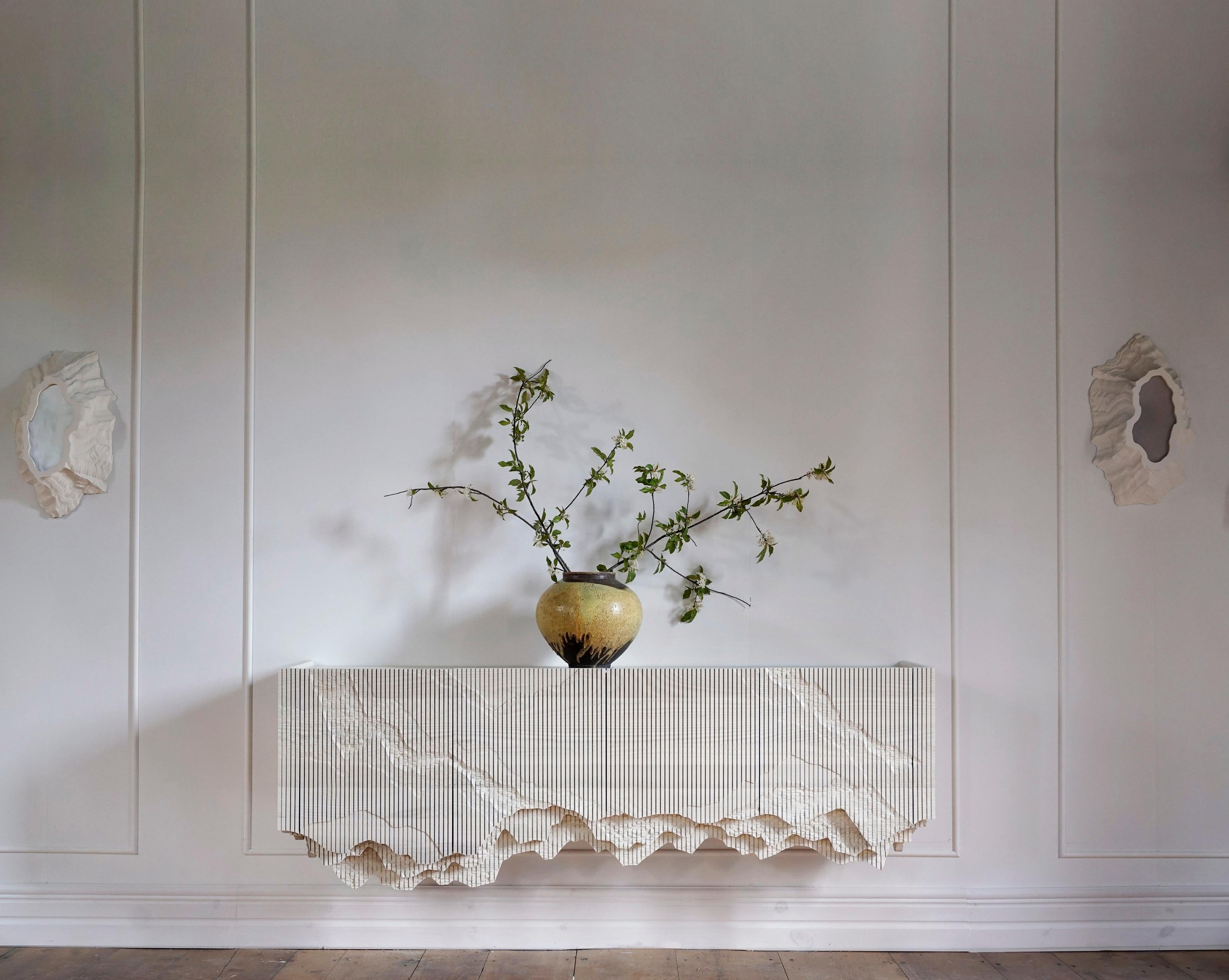Modern Ledge Floating Console in Bone White by Simon Johns For Sale