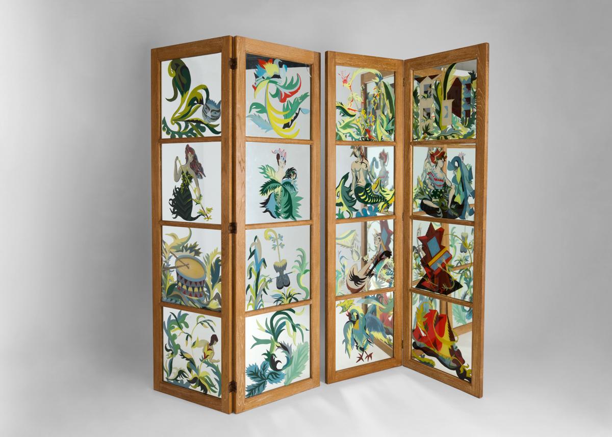 French Ledoux and Coutaud, Pair of Dual-Leafed Mirrored Folding Screens, France, 1950s For Sale
