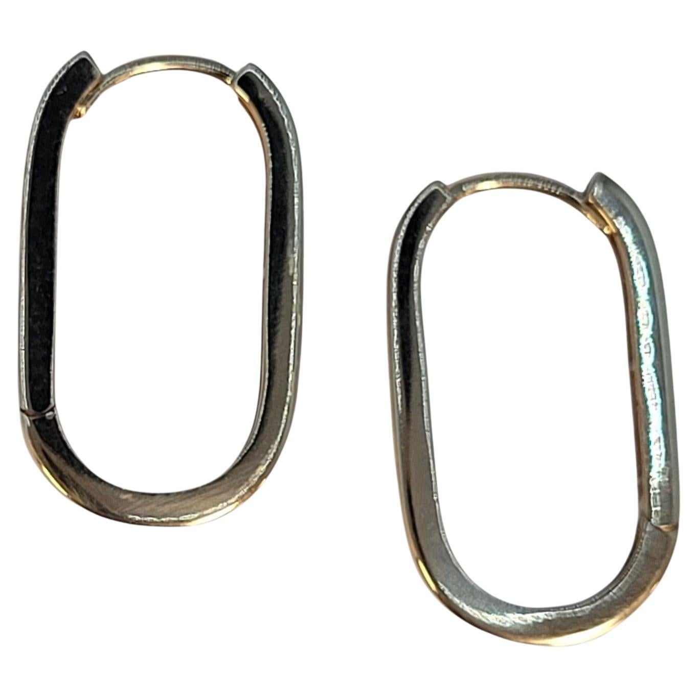 Lee Orecchini a cerchio ovali Paperclip in oro giallo 14k #23137 in vendita