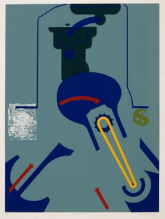 Engine III, Minimalist Screenprint and Acrylic by Lee Adler