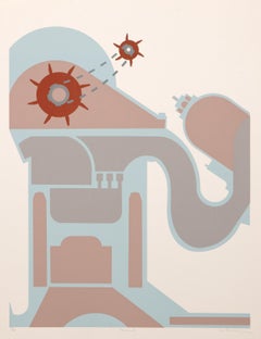 Vintage Gears V, Abstract Geometric Screenprint by Lee Adler