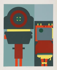 Vintage Two Figures, Geometric Screenprint by Lee Adler