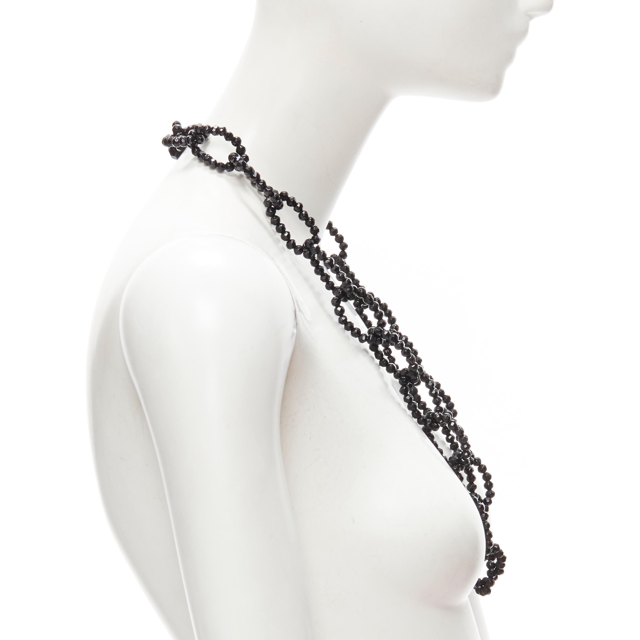 LEE ANGEL black beads loop chain long oversized statement necklace In Excellent Condition For Sale In Hong Kong, NT