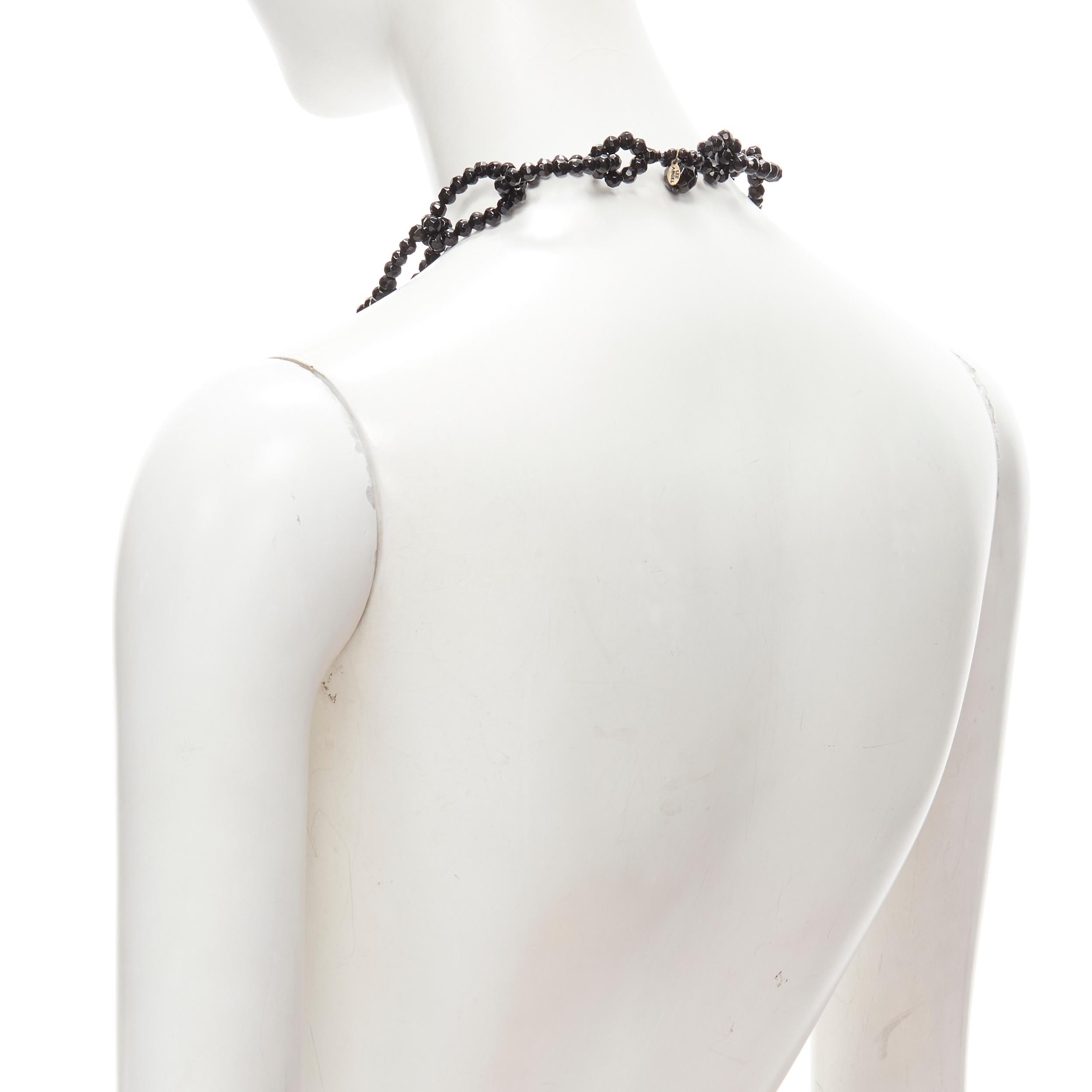 LEE ANGEL black beads loop chain long oversized statement necklace For Sale 1
